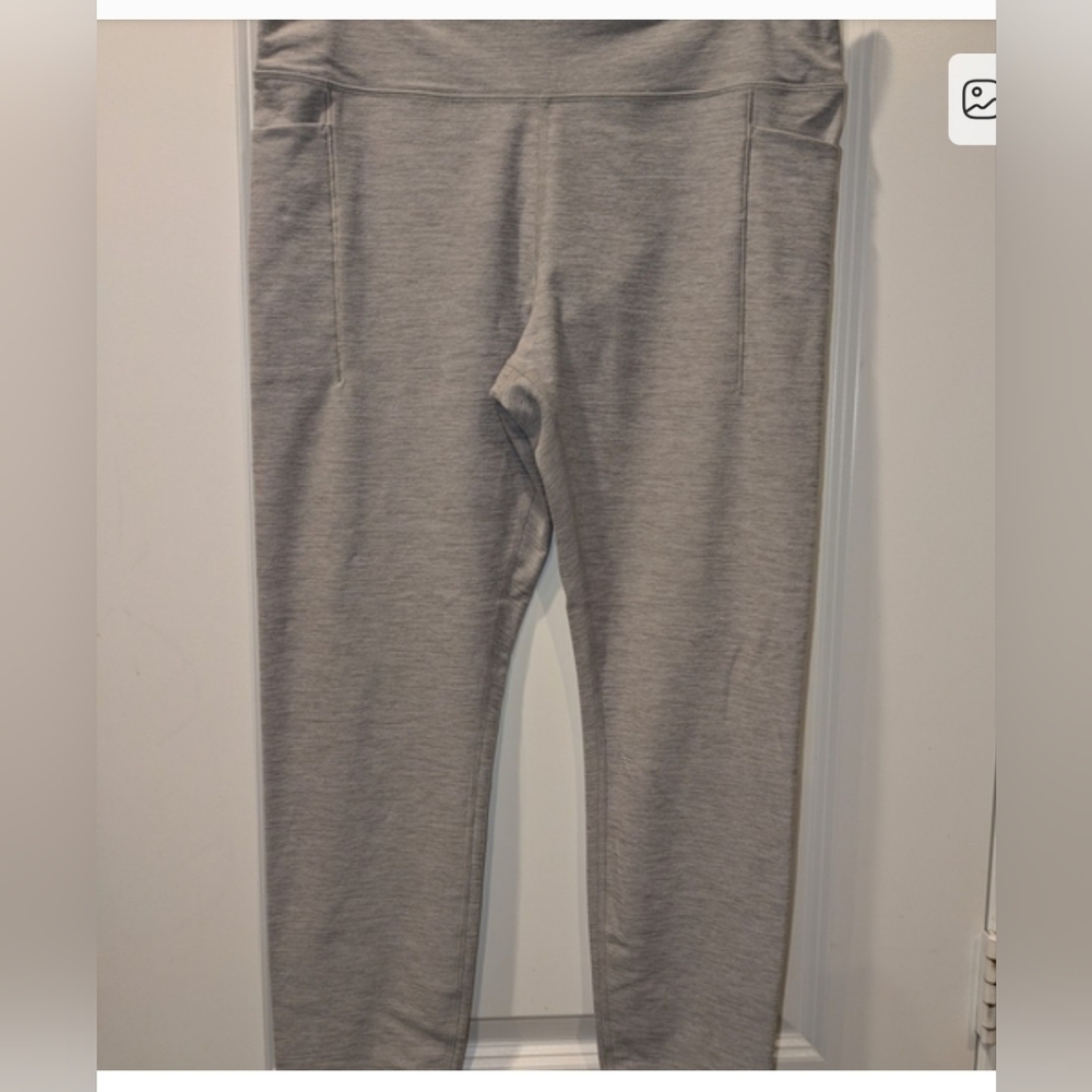 Athletic Works ButterCore Leggings XL 16-18 Gray High Rise Pockets Stretch